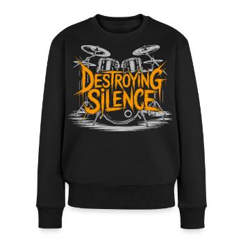 Schlagzeuger Drumset Design - Frauen Premium Bio Pullover - Schwarz - Vorne - Julia (174cm)