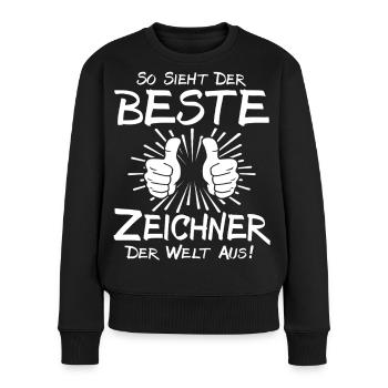 Bester Zeichner - Frauen Premium Bio Pullover - Schwarz - Vorne - Julia (174cm)