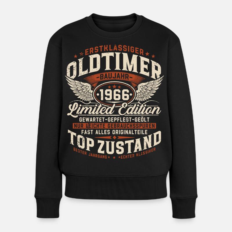 Oldtimer Baujahr 1966 geboren 60. Geburtstag - Frauen Premium Bio Pullover - Schwarz