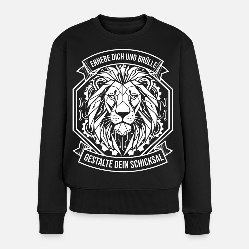 Löwen-Circuitlogo Gestalte Dein Schicksal - Frauen Premium Bio Pullover - Schwarz
