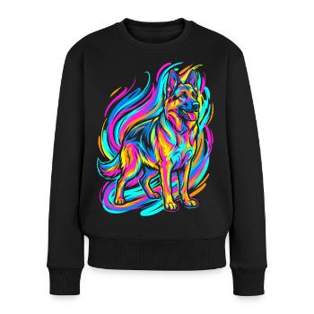 Bunter Schäferhund - Frauen Premium Bio Pullover - Schwarz - Vorne - Julia (174cm)