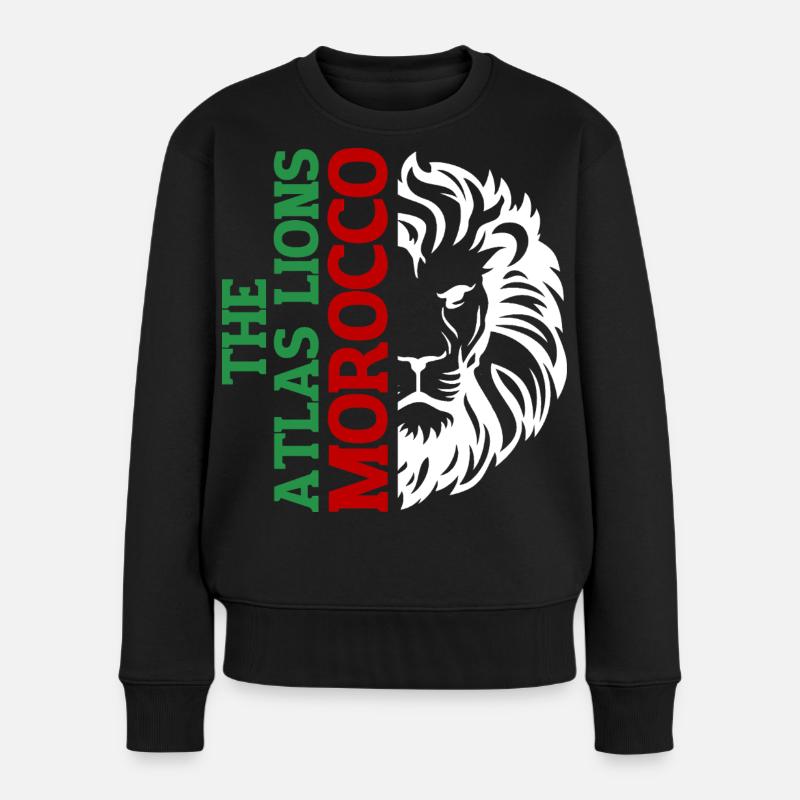 Vertical Morroco Typography with AtlasLion - Women's Premium Organic Jumper - black
