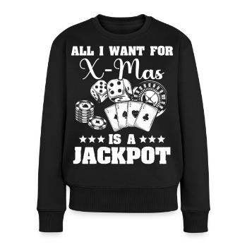 Jeux de Noël au casino - Pull Premium bio Femme - noir - Devant - Julia (174cm)