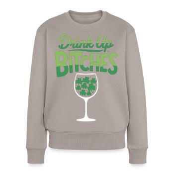 T-shirt de la Saint-Patrick : Boissons les garces - Pull Premium bio Femme - taupe - Devant - Julia (174cm)
