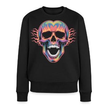 Coloured skull Eye-catching Gothic & Art motif - Women's Premium Organic Jumper - black - Front - Julia (174cm)