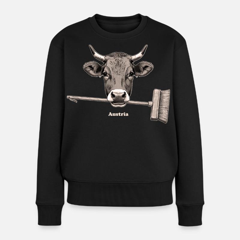 Kuh - Frauen Premium Bio Pullover - Schwarz