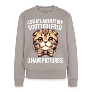 Scottish Fold Besitzer Katzenliebhaber Katzenfutter - Frauen Premium Bio Pullover - Taupe - Vorne - Julia (174cm)