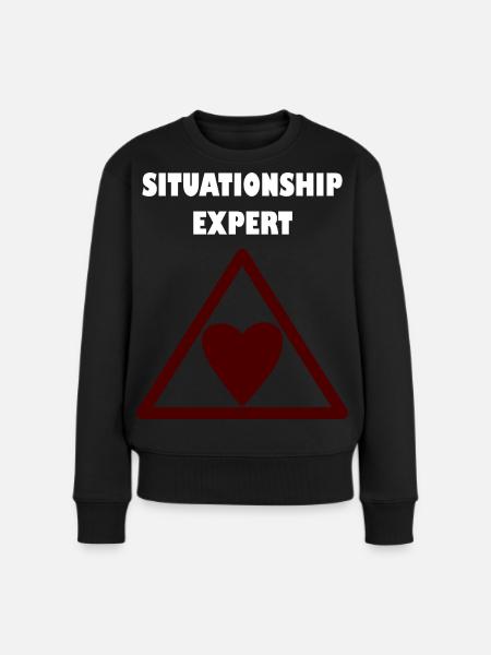Beziehungs-Experte im Dreieck - Frauen Premium Bio Pullover - Schwarz