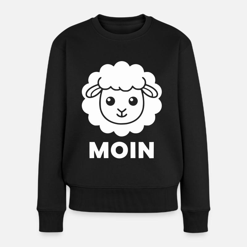 Schaf Moin Minimal Illustration - Frauen Premium Bio Pullover - Schwarz