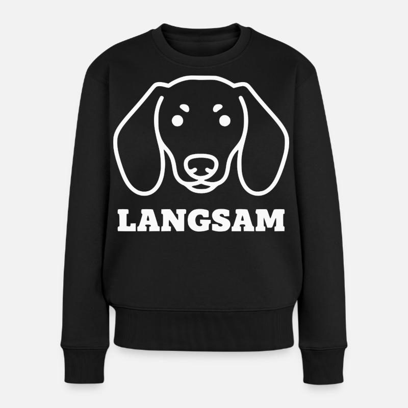 Langsamer Dackel Hund Linienstil - Frauen Premium Bio Pullover - Schwarz