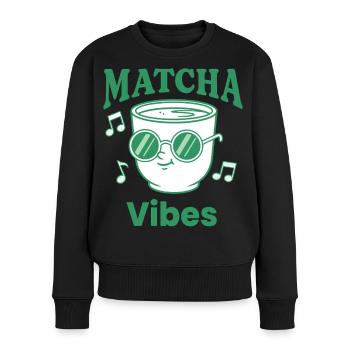 Matcha Vibes Green Tea Matcha Latte Lover Japanese - Frauen Premium Bio Pullover - Schwarz - Vorne - Julia (174cm)