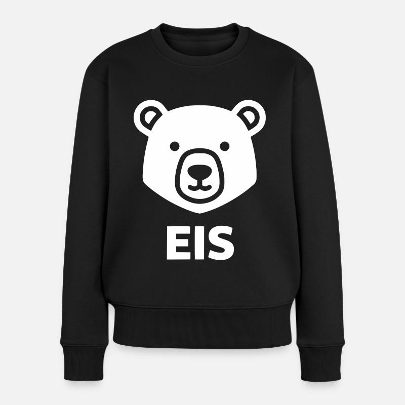Eisbär Kopf Minimallogo - Frauen Premium Bio Pullover - Schwarz