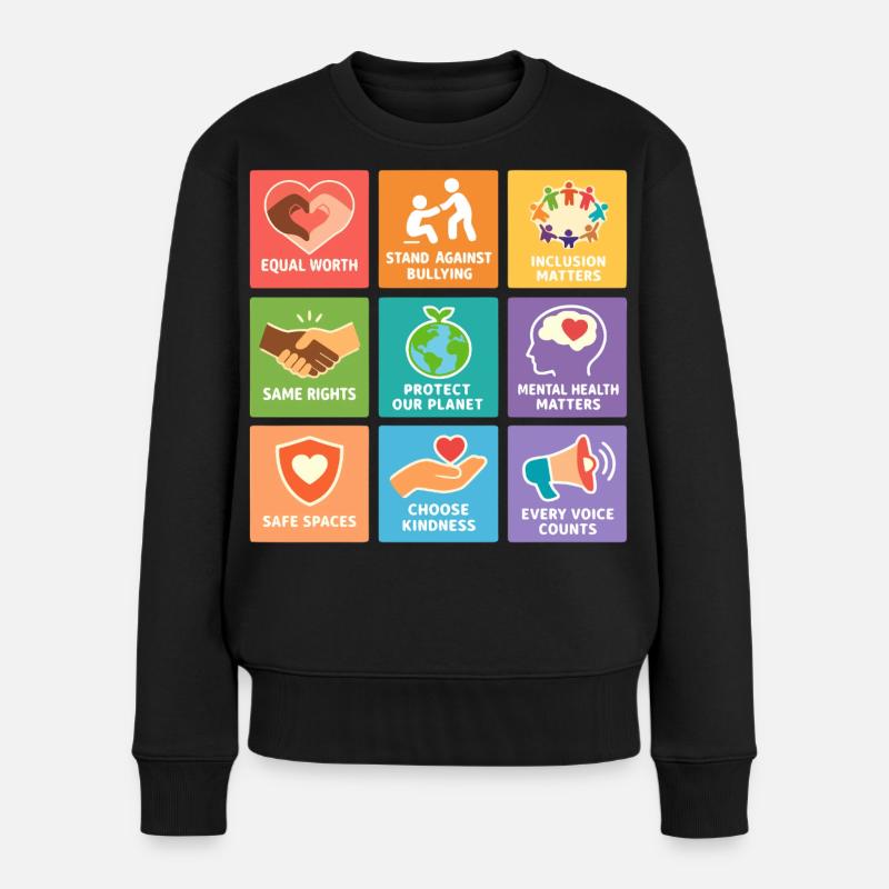 Menschenrechte Gleichheit Inklusion Statement - Frauen Premium Bio Pullover - Schwarz
