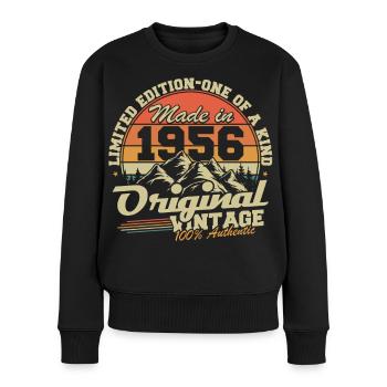 Original 1956 Vintage jahrgang GeburtstagGeschenk - Frauen Premium Bio Pullover - Schwarz - Vorne - Julia (174cm)