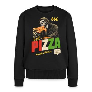 Grim Reaper Pizza - Frauen Premium Bio Pullover - Schwarz - Vorne - Julia (174cm)