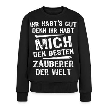 Zauberer - Frauen Premium Bio Pullover - Schwarz - Vorne - Julia (174cm)