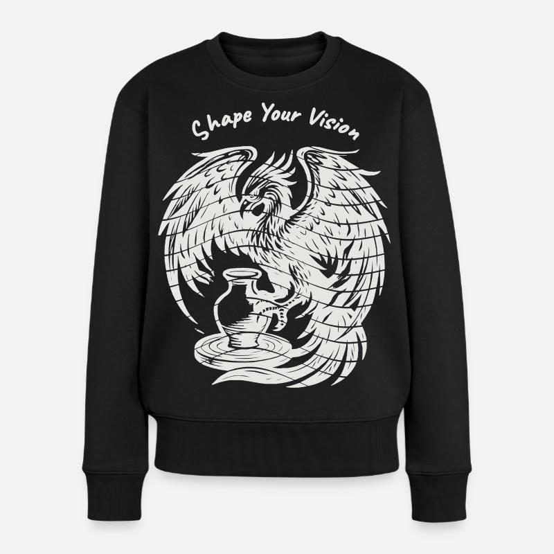 Phoenix Rising – Reines Weiß - Frauen Premium Bio Pullover - Schwarz