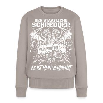 Le Déchiqueteur de Dragon d’État - Pull Premium bio Femme - taupe - Devant - Julia (174cm)
