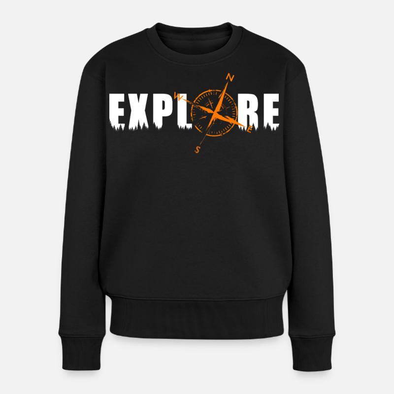 Explore Motiv mit einem Kompass - Frauen Premium Bio Pullover - Schwarz