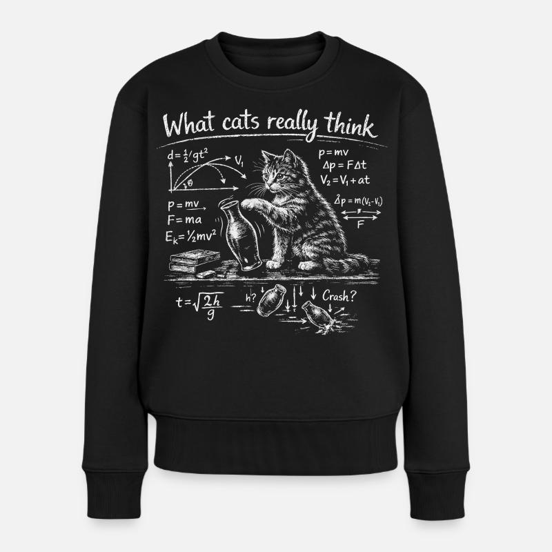 Chat, physique, ce que pensent vraiment les chats - Pull Premium bio Femme - noir