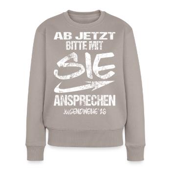 Jugendweihe - Jugendweihe 2026 - Frauen Premium Bio Pullover - Taupe - Vorne - Julia (174cm)