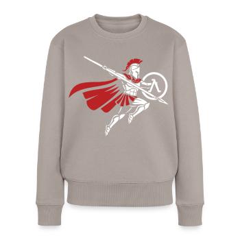 Spartan Spear Jump Maskottchen Spartan Strike - Frauen Premium Bio Pullover - Taupe - Vorne - Julia (174cm)