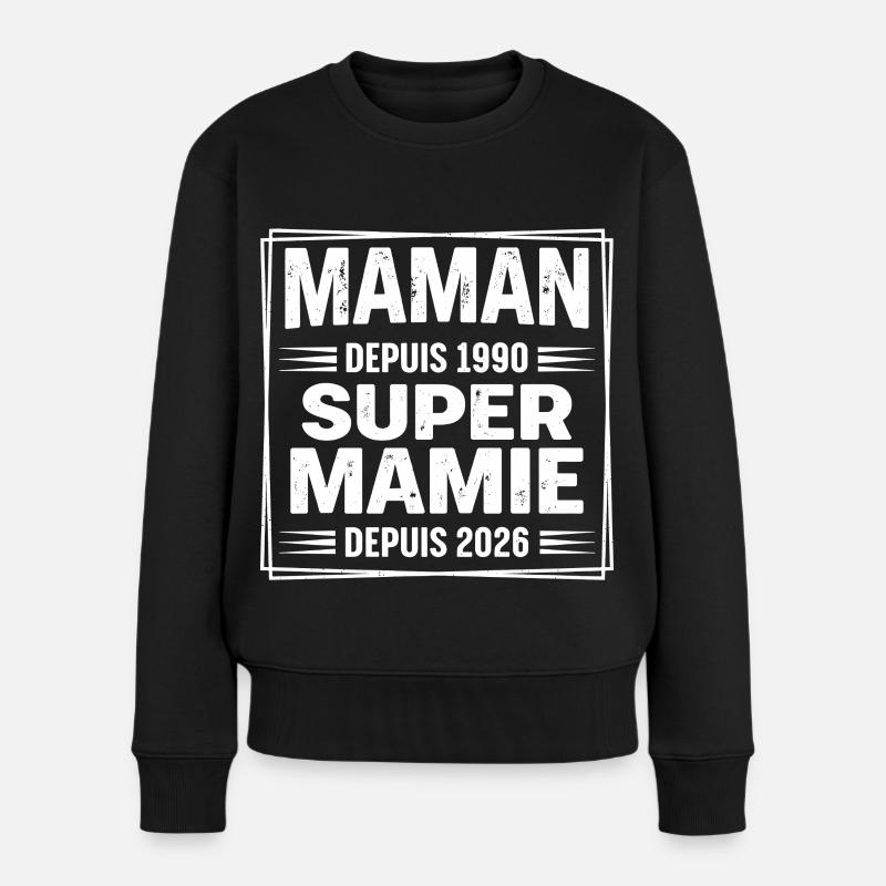 Zukünftige Oma 2026 Mama seit 1990 - Frauen Premium Bio Pullover - Schwarz