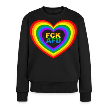FCK AFD Herz - Frauen Premium Bio Pullover - Schwarz - Vorne - Julia (174cm)