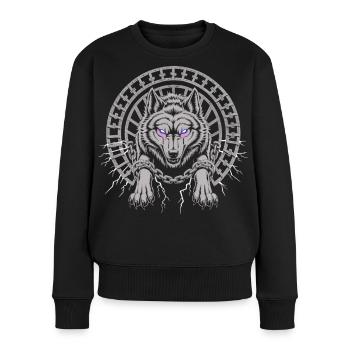 T-shirt Wolf Symbol – Motif de puissance de tête de loup - Pull Premium bio Femme - noir - Devant - Julia (174cm)