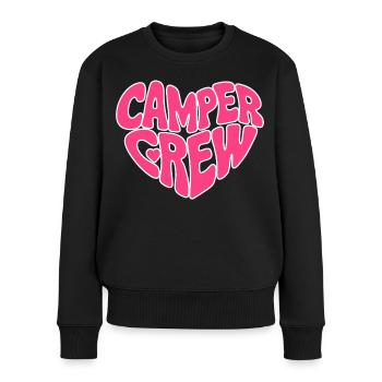 Camper Crew Herz Pink Bubbel - Frauen Premium Bio Pullover - Schwarz - Vorne - Julia (174cm)