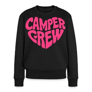 Camper Crew Herz Logo - Frauen Premium Bio Pullover - Schwarz - Vorne - Julia (174cm)