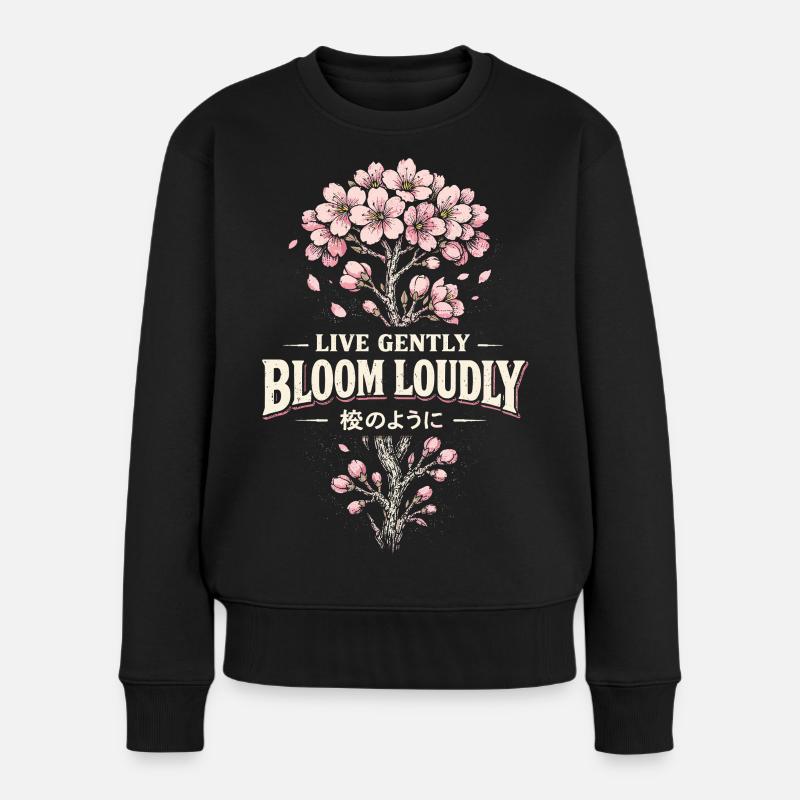 Fleurs de cerisier Sakura Fleurs de cerisier - Pull Premium bio Femme - noir