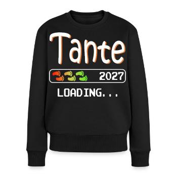 Werdende Tante 2027 loading ich werde Tante - Frauen Premium Bio Pullover - Schwarz - Vorne - Julia (174cm)