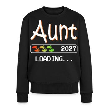 Werdende Tante 2027 loading ich werde Tante - Frauen Premium Bio Pullover - Schwarz - Vorne - Julia (174cm)