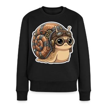 Snail Aviator Steampunk Shell Copper - Frauen Premium Bio Pullover - Schwarz - Vorne - Julia (174cm)