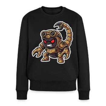 Skorpion Bionic Steampunk Krieger Messingnieten - Frauen Premium Bio Pullover - Schwarz - Vorne - Julia (174cm)