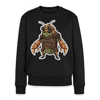 Steampunk-Krieger, gepanzerte Gottesanbeterin - Frauen Premium Bio Pullover - Schwarz - Vorne - Julia (174cm)