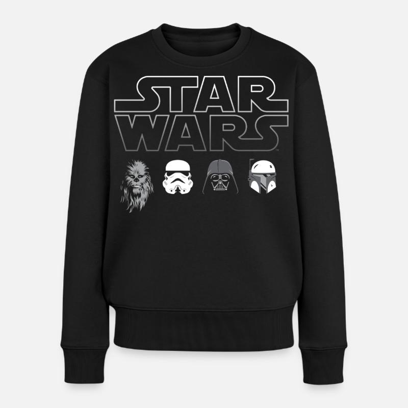 Star Wars Chewbacca, Vader & Co. Weiß - Frauen Premium Bio Pullover - Schwarz