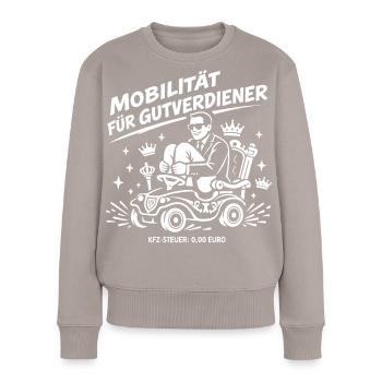 Mobilität für Gutverdiener - Frauen Premium Bio Pullover - Taupe - Vorne - Julia (174cm)