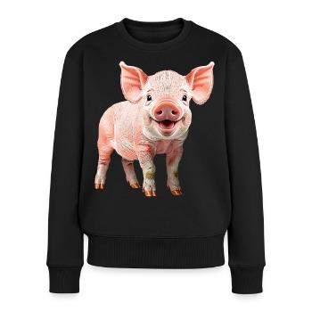 Ferkel - Frauen Premium Bio Pullover - Schwarz - Vorne - Julia (174cm)