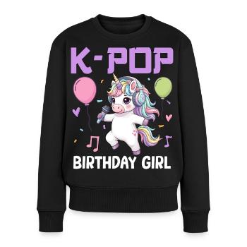 K Pop Birthday Girl - Frauen Premium Bio Pullover - Schwarz - Vorne - Julia (174cm)