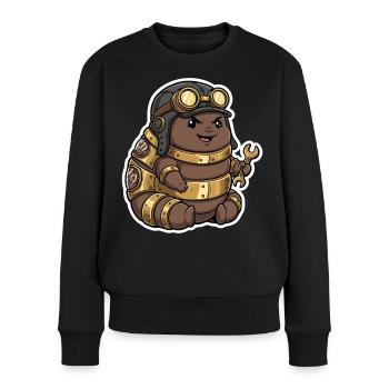 Steampunk-Ingenieur Ingenieur Messing-Crawler - Frauen Premium Bio Pullover - Schwarz - Vorne - Julia (174cm)
