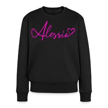 Alessia Signatur Neon Pink - Frauen Premium Bio Pullover - Schwarz - Vorne - Julia (174cm)