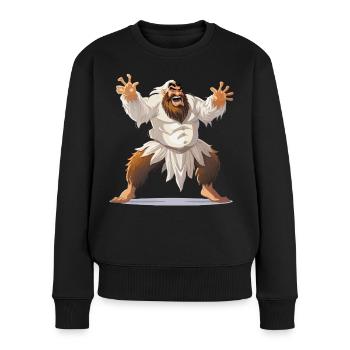 Yeti warrior in white loincloth - Women's Premium Organic Jumper - black - Front - Julia (174cm)