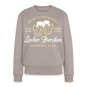 Lecker Bierchen Drinking Club | Bier | Vatertag - Frauen Premium Bio Pullover - Taupe - Vorne - Julia (174cm)