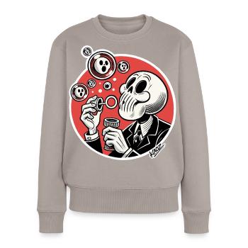 Skelettblasen-Illustration - Frauen Premium Bio Pullover - Taupe - Vorne - Julia (174cm)