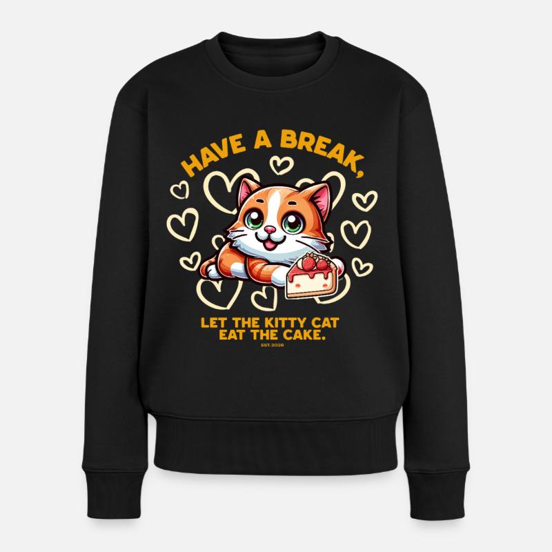 Cat loves cake - Women's Premium Organic Jumper - black