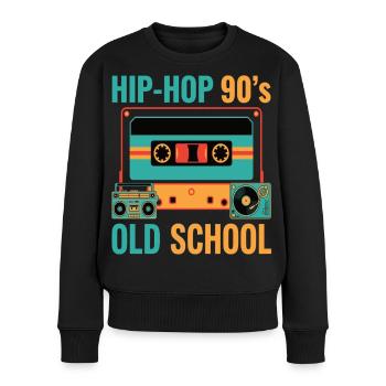 Hip-hop des années 90 Old School cassette rétro - Pull Premium bio Femme - noir - Devant - Julia (174cm)