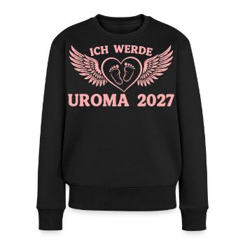 Ich werde Uroma 2027 – Werdende Urgroßmutter - Frauen Premium Bio Pullover - Schwarz - Vorne - Julia (174cm)