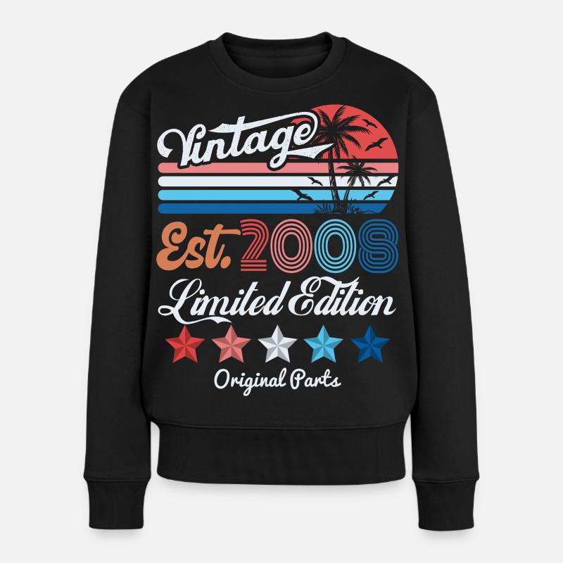 2008 Vintage Birthday Gift 18th Birthday 18 Years - Frauen Premium Bio Pullover - Schwarz